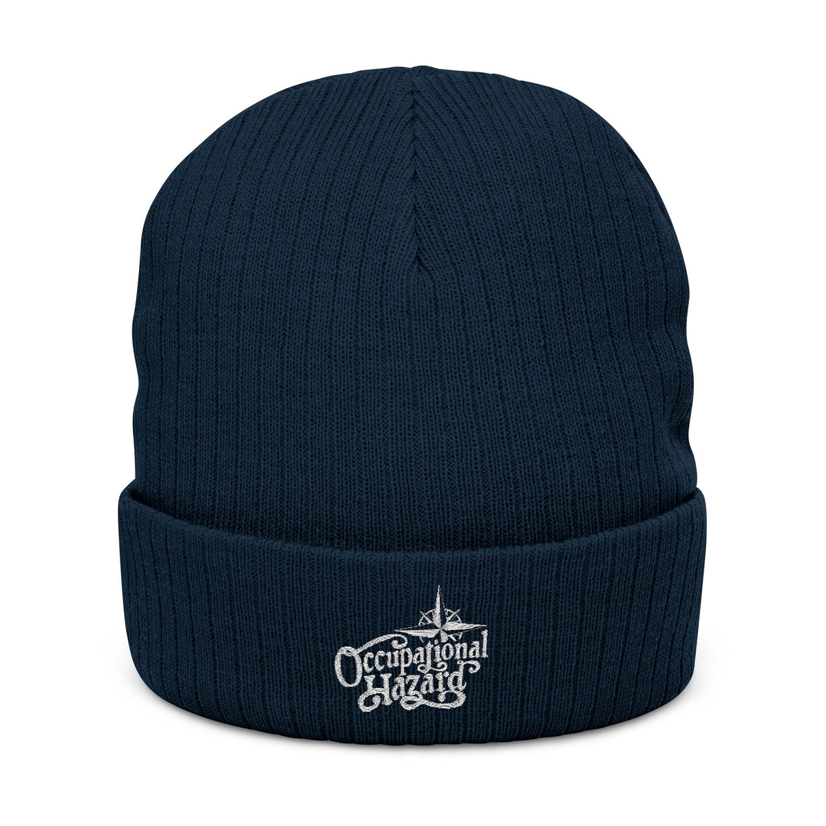 Occupational Hazard Embroidered Ribbed Knit Beanie