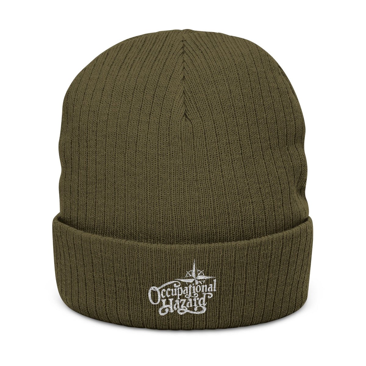 Occupational Hazard Embroidered Ribbed Knit Beanie