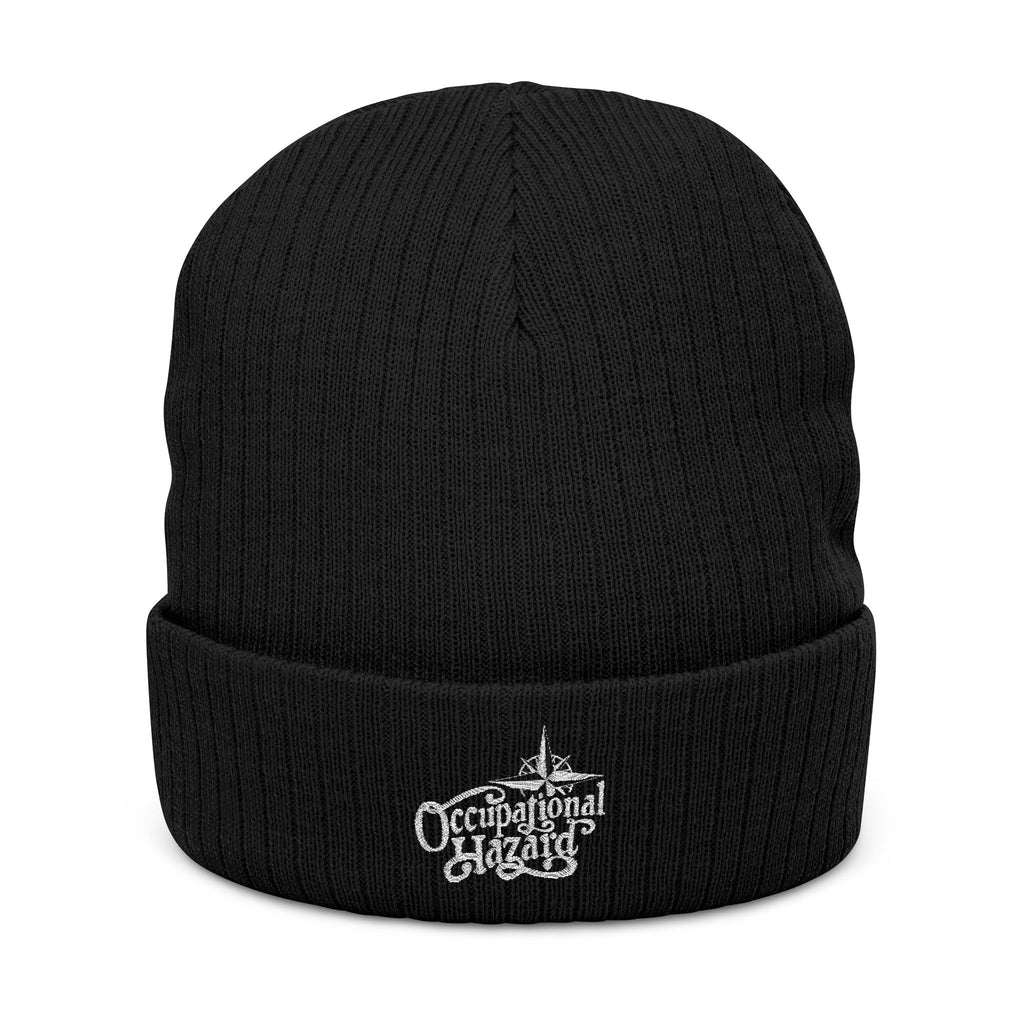 Occupational Hazard Embroidered Ribbed Knit Beanie